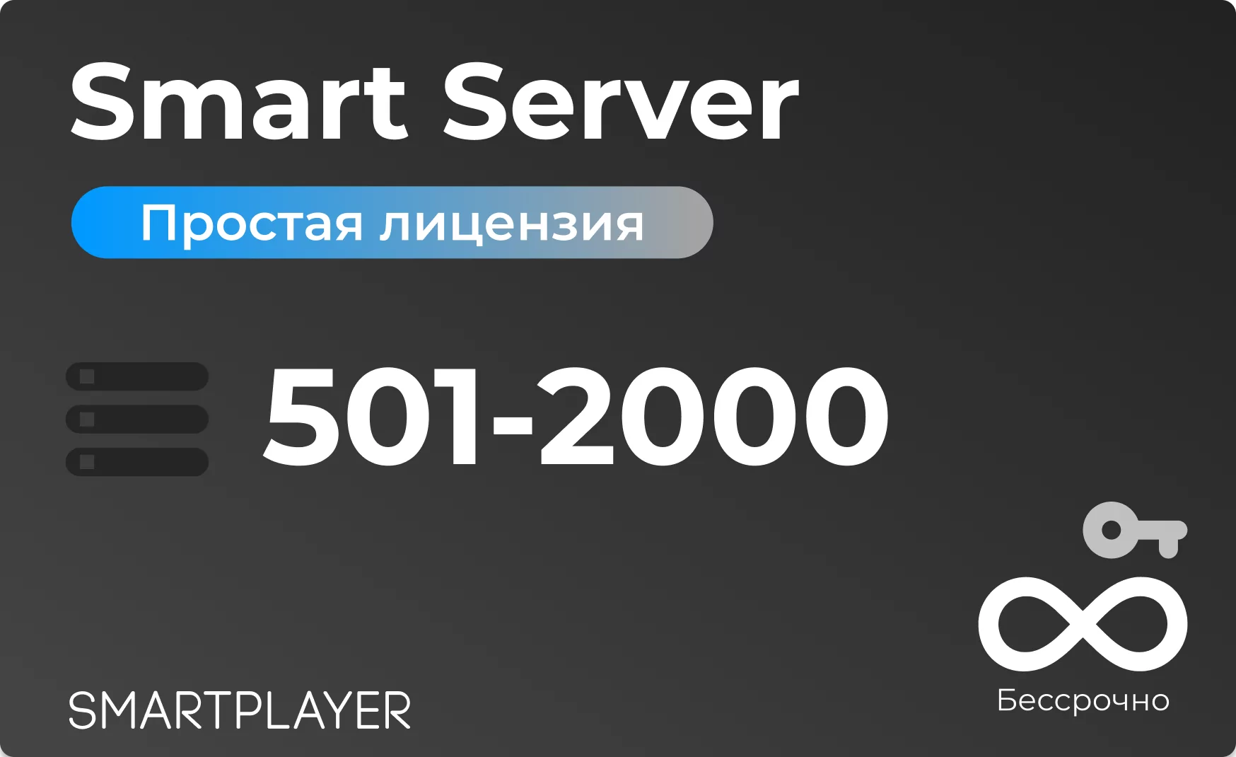Простая (неисключительная) лицензия на Программу для ЭВМ Платформа SmartPlayer, тариф Smart Server, бессрочная, 1 сервер на 501- 2000 устройств SmartPlayer 12.03022021
