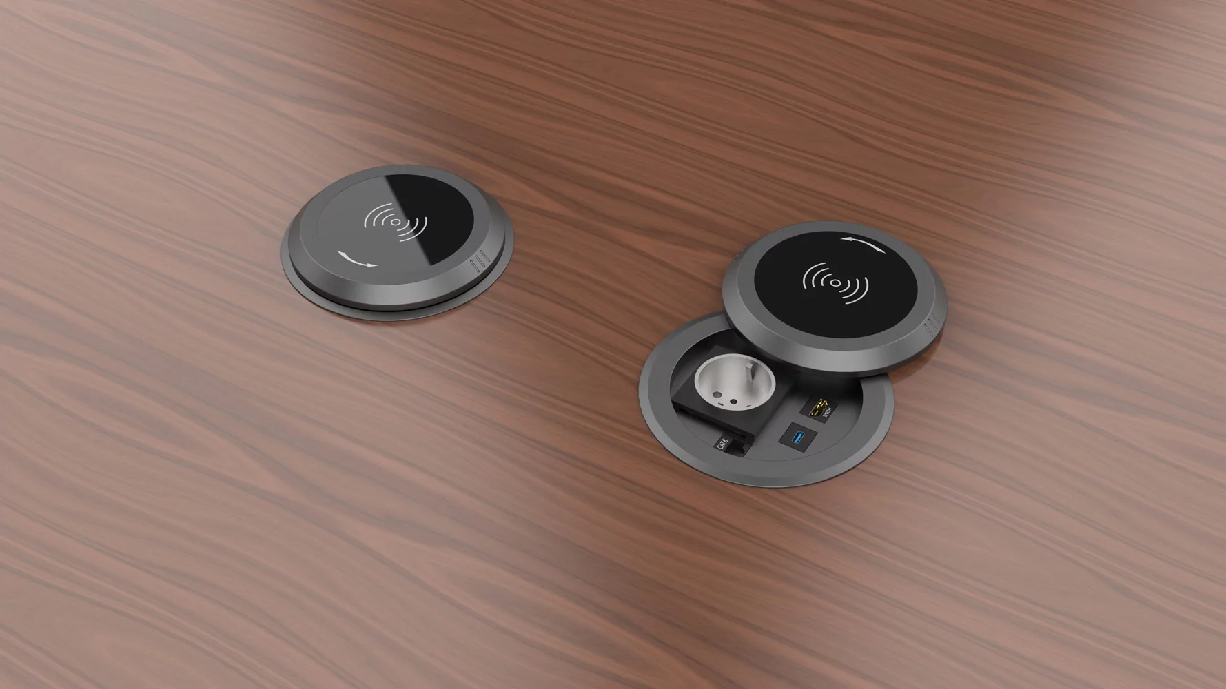 Лючок врезной в стол Wize Pro WRTS-RR-B 6