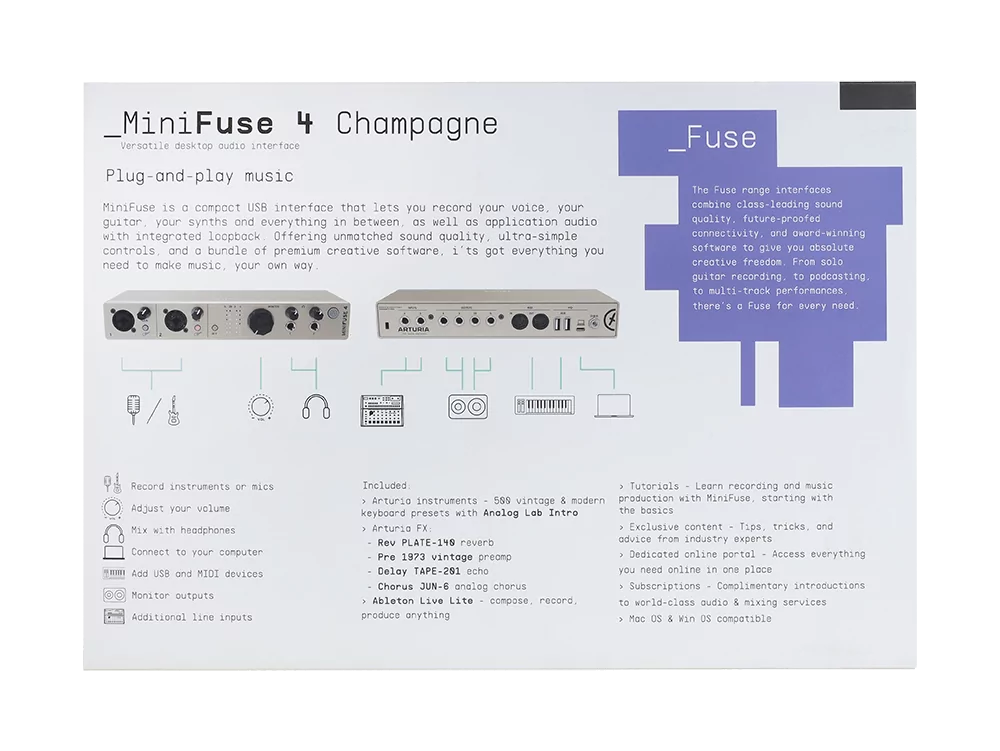 Аудиоинтерфейс USB Arturia MiniFuse 4 Champagne 16