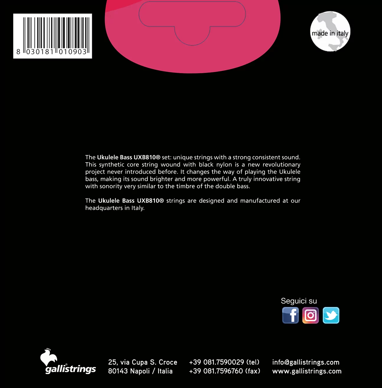 Комплект струн GALLI STRINGS UXB810