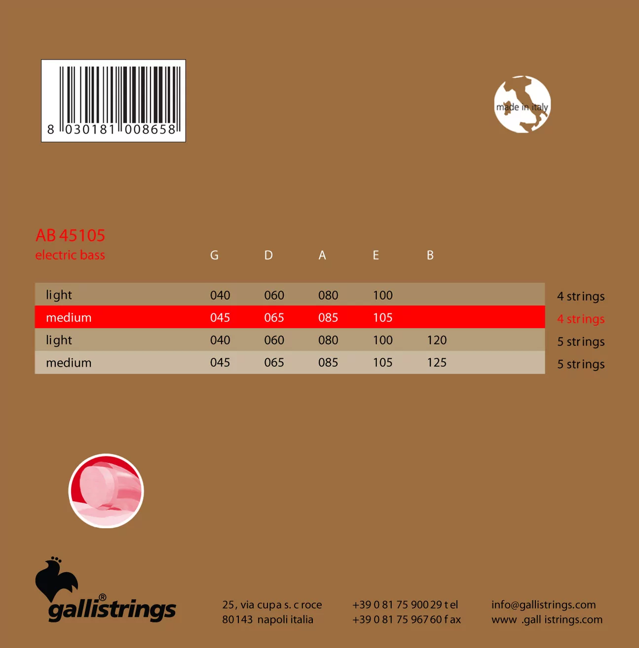 Комплект струн GALLI STRINGS AB45105 2