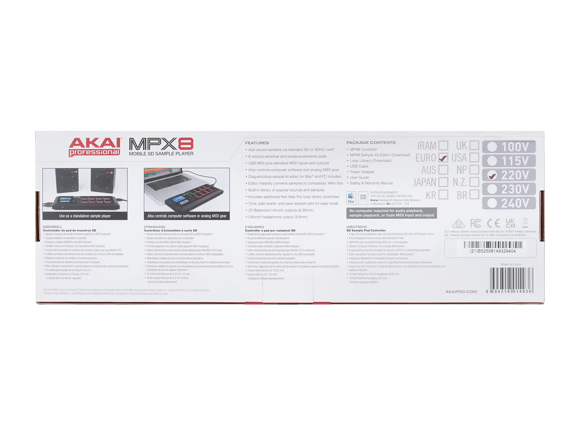 MIDI контроллер AKAI MPX 8 16