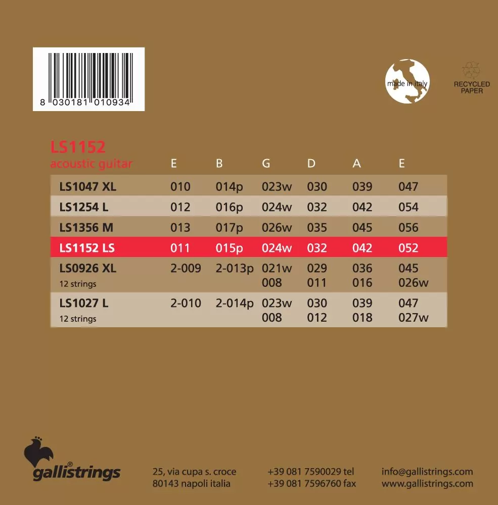 Комплект струн GALLI STRINGS LS1152 LIGHT SPECIAL 2