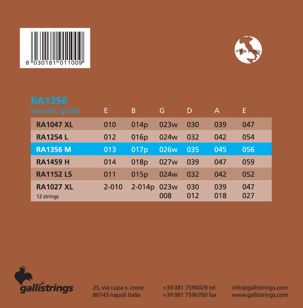Комплект струн GALLI STRINGS RA1356 2