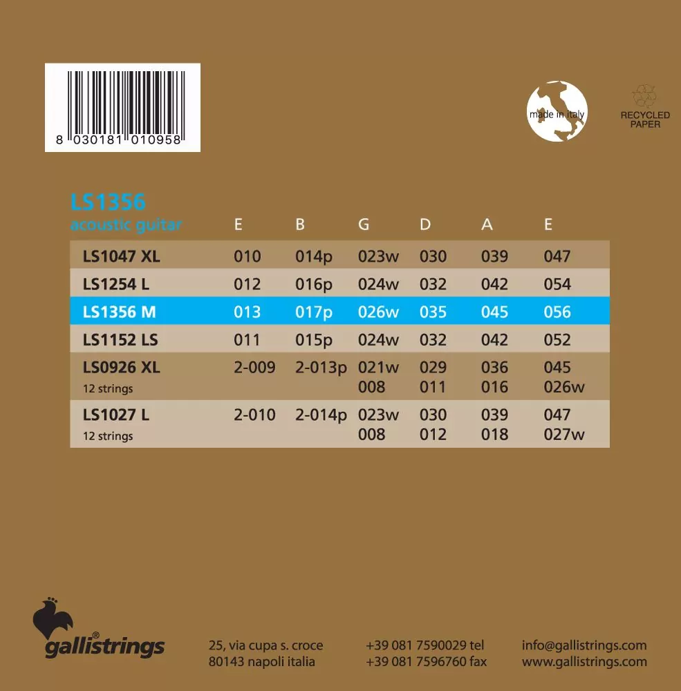 Комплект струн GALLI STRINGS LS1356 2
