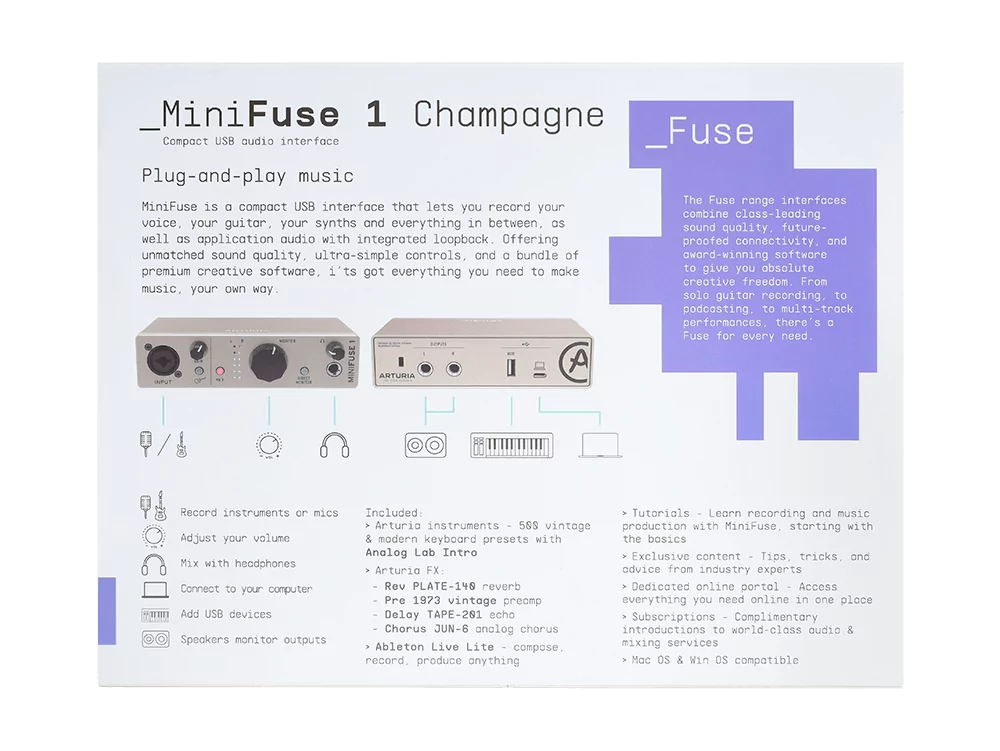 Аудиоинтерфейс USB Arturia MiniFuse 1 Champagne 16
