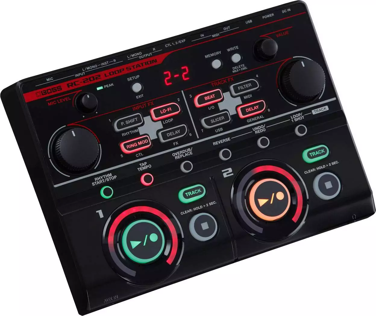 Настольный двухтрековый стереолупер BOSS RC-202