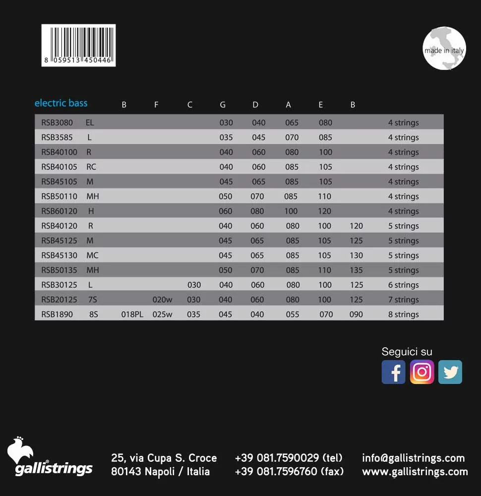 Комплект струн GALLI STRINGS RSB3585 2