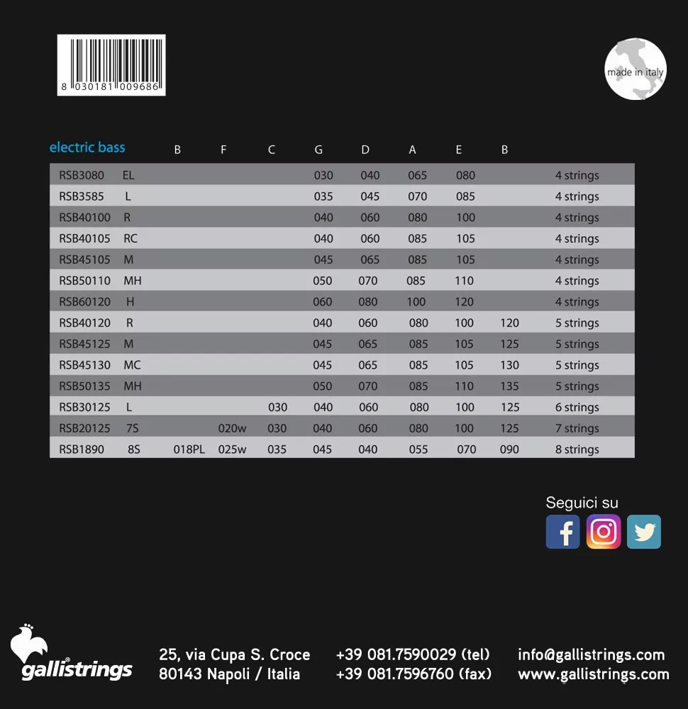 Комплект струн GALLI STRINGS RSB40100 2