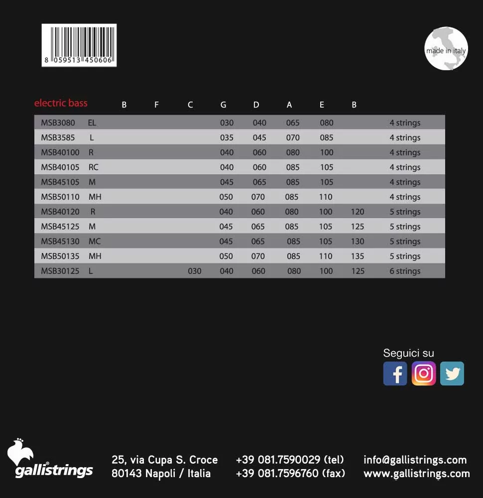 Комплект струн GALLI STRINGS MSB40105 2