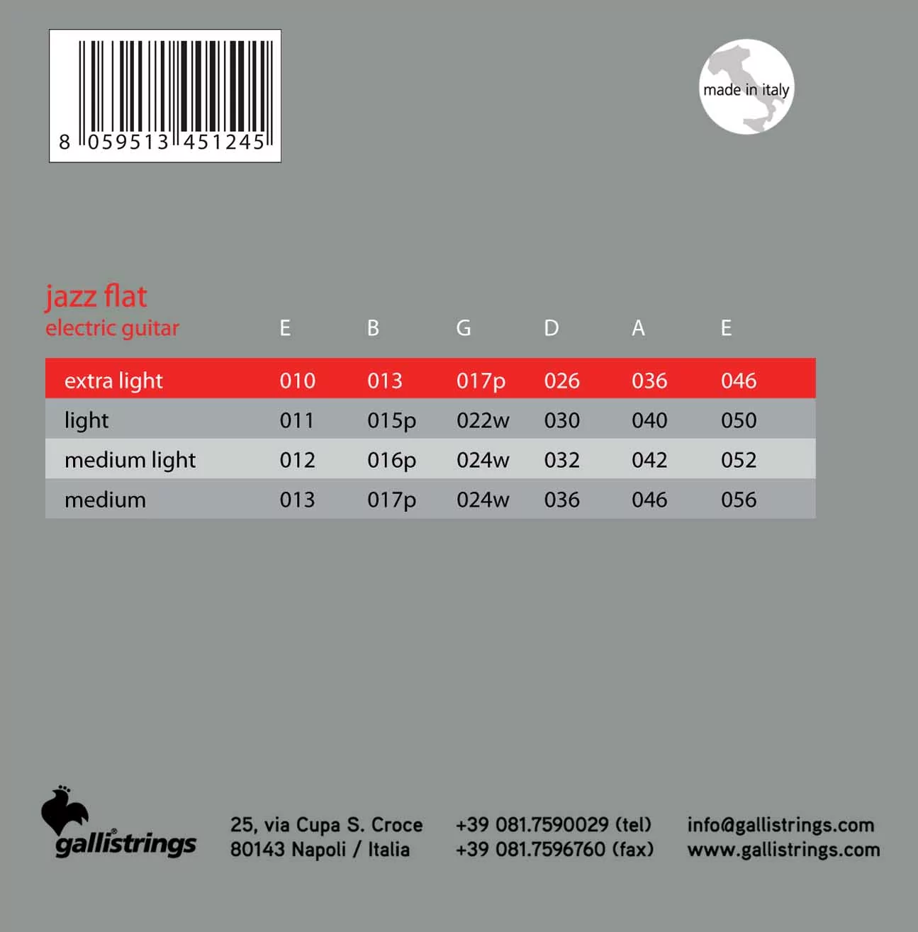 Комплект струн GALLI STRINGS JF1046 2
