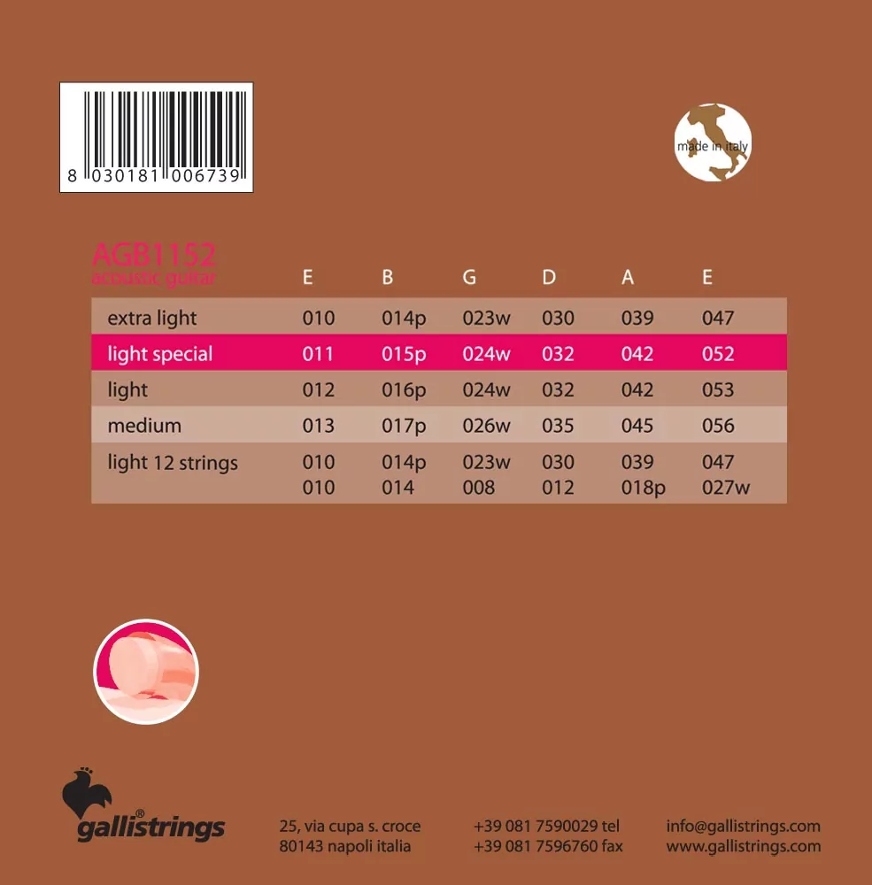Комплект струн GALLI STRINGS AGB1152 2