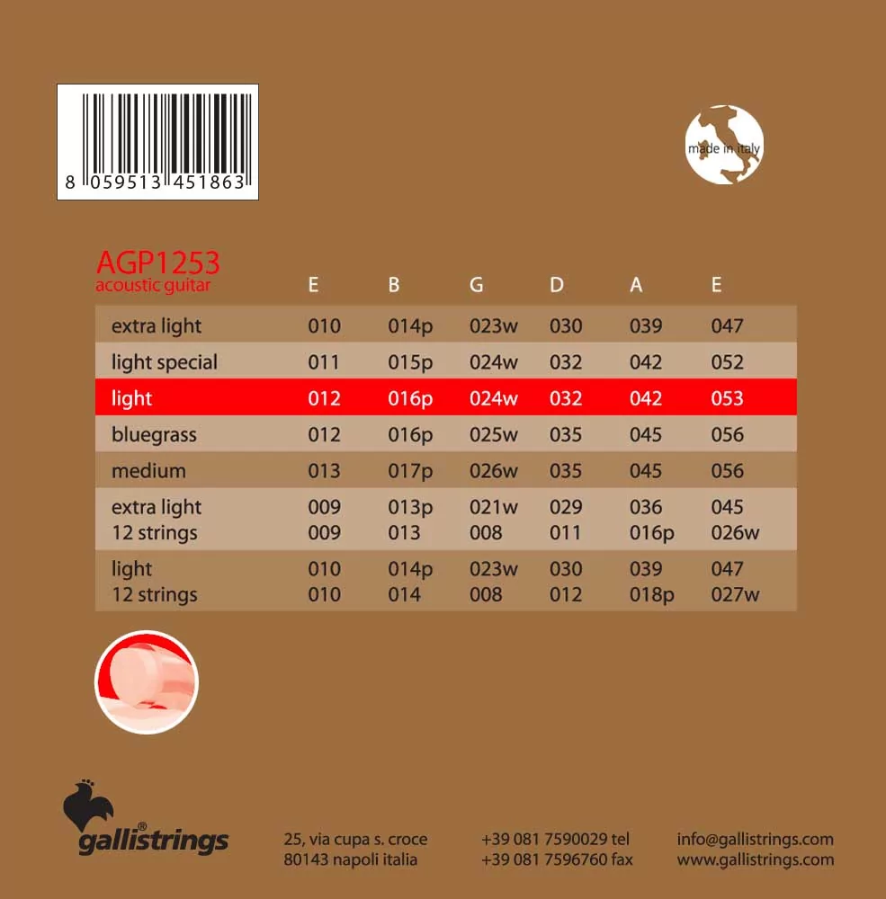 Комплект струн GALLI STRINGS AGP1253 2