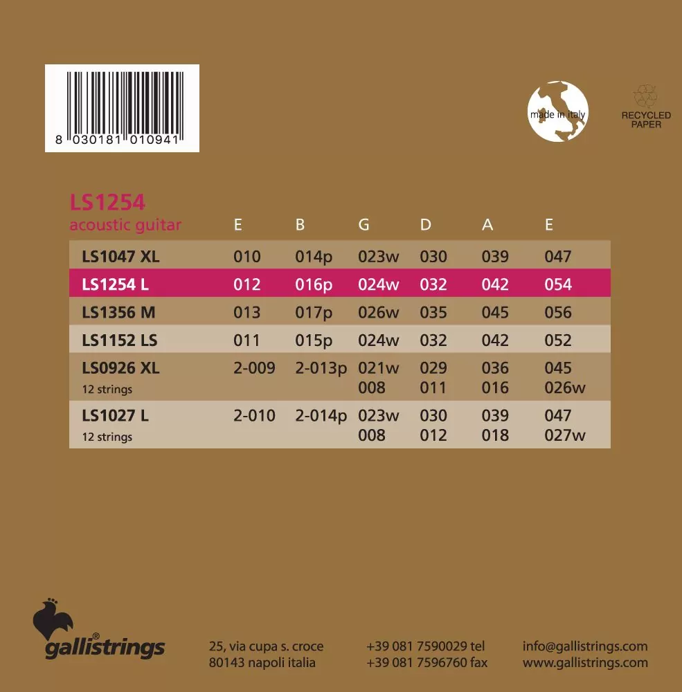 Комплект струн GALLI STRINGS LS1254 LIGHT 2