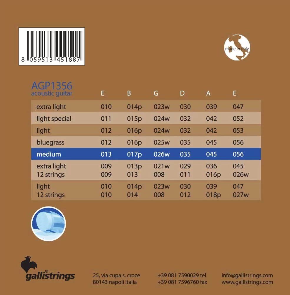 Комплект струн GALLI STRINGS AGP1356 2
