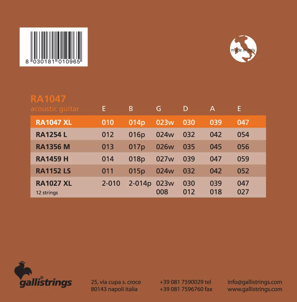 Комплект струн GALLI STRINGS RA1047 2