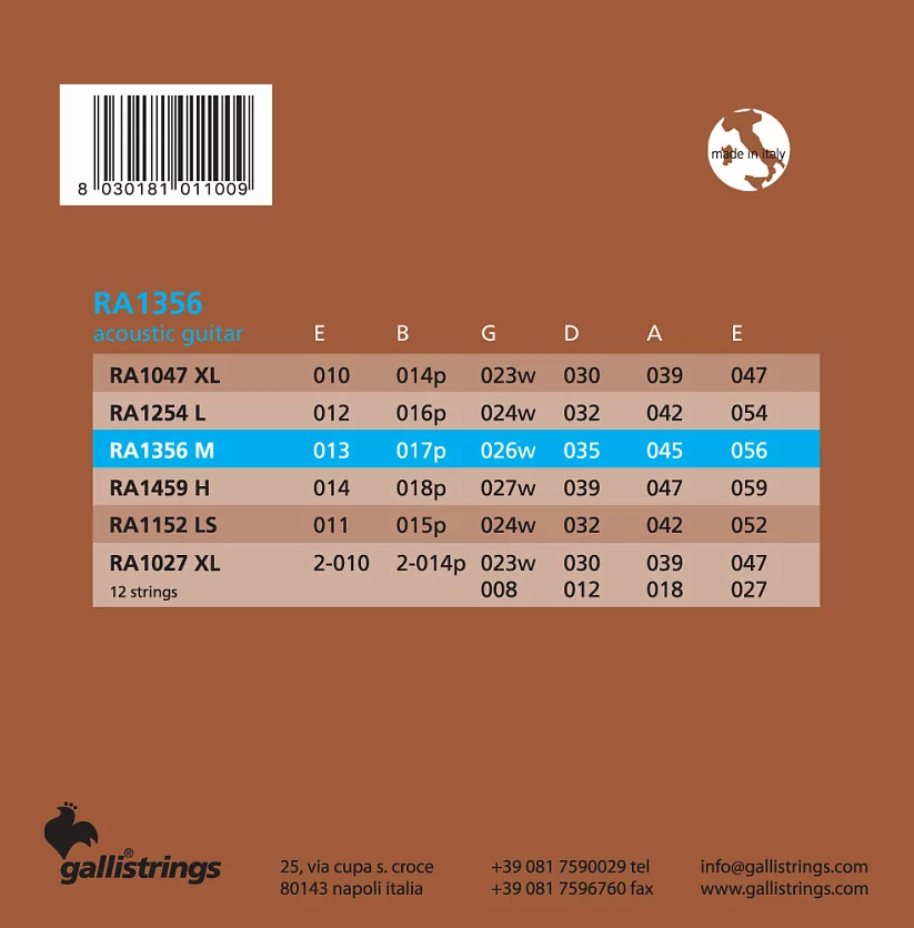 Комплект струн GALLI STRINGS RA1356 2