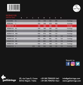 Комплект струн GALLI STRINGS MSB40100 2