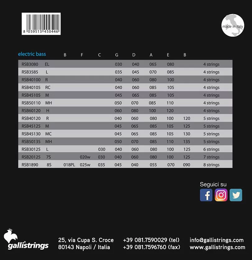 Комплект струн GALLI STRINGS RSB3585 2