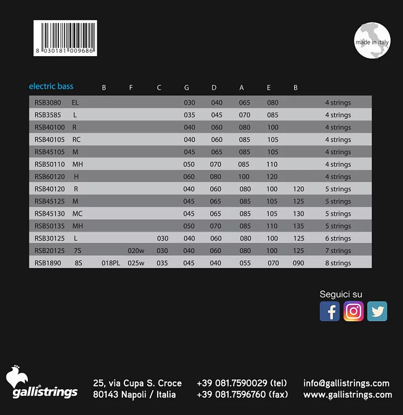 Комплект струн GALLI STRINGS RSB40100 2
