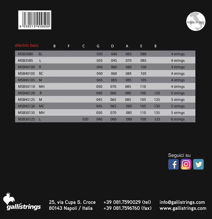 Комплект струн GALLI STRINGS MSB40105 2