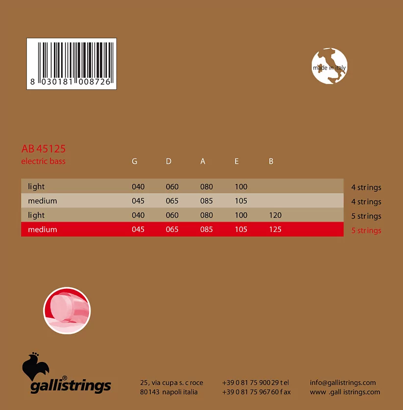 Комплект струн GALLI STRINGS AB45125