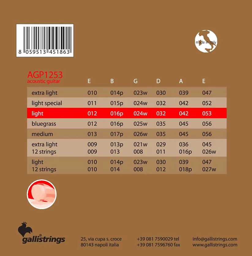 Комплект струн GALLI STRINGS AGP1253 2