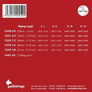 Комплект струн GALLI STRINGS OV40