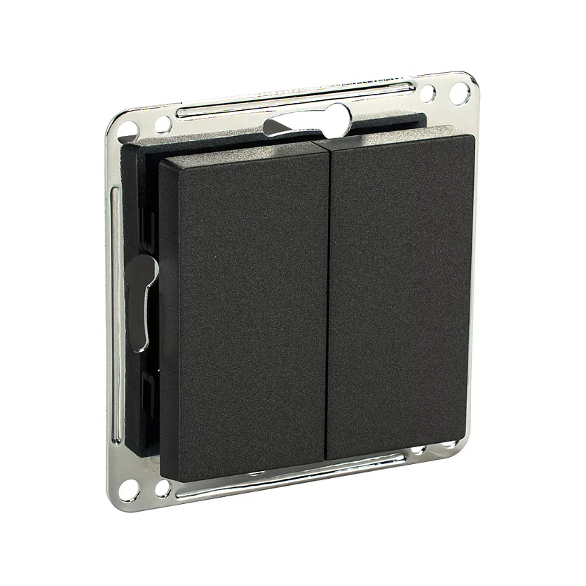 Сценарный выключатель 2-кл, модуль 55х55, Bus77, Графит iRidi DB-00-55-0204